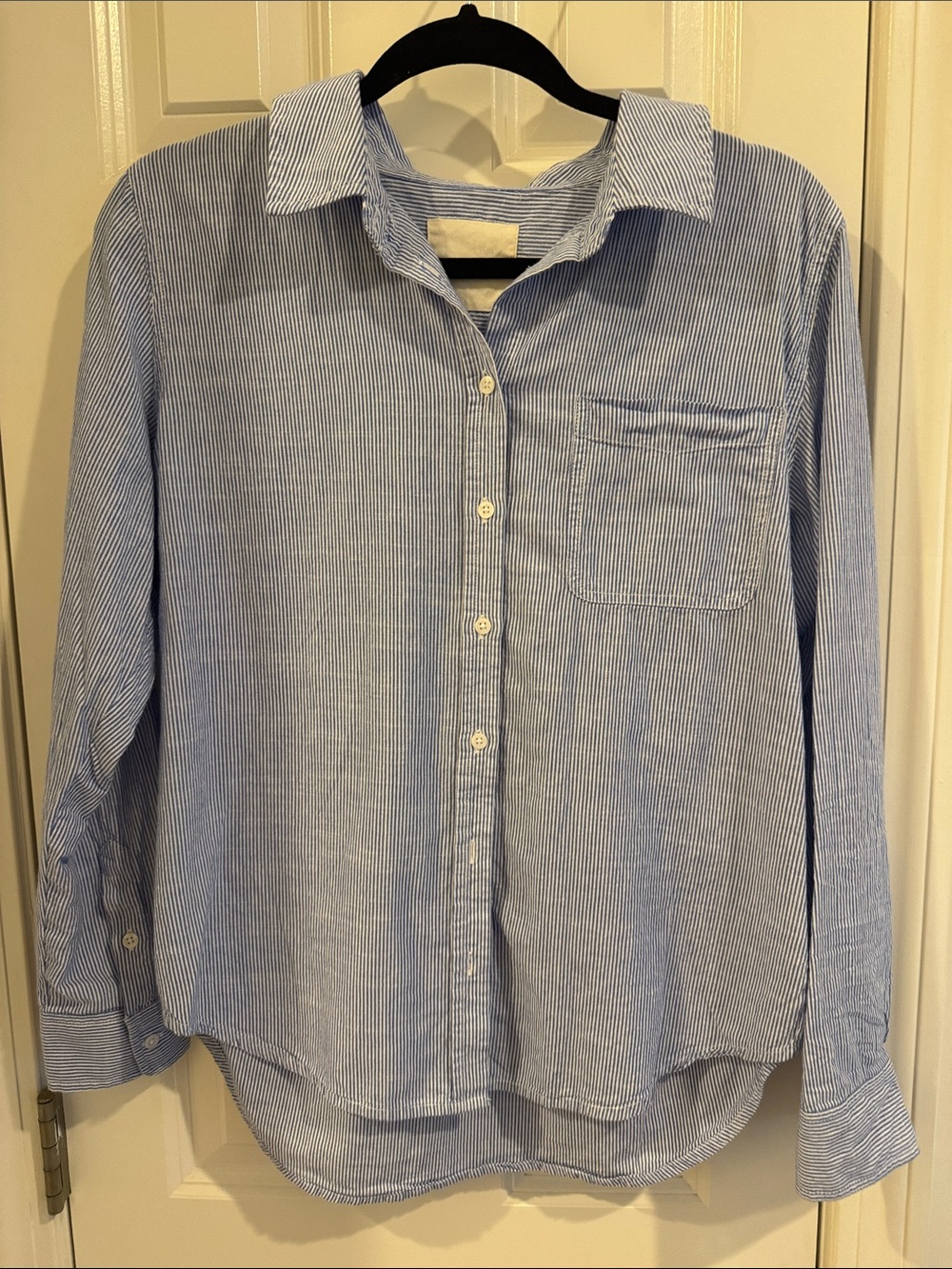 Lucky Brand Blue and White Pinstripe Button-Down Shirt